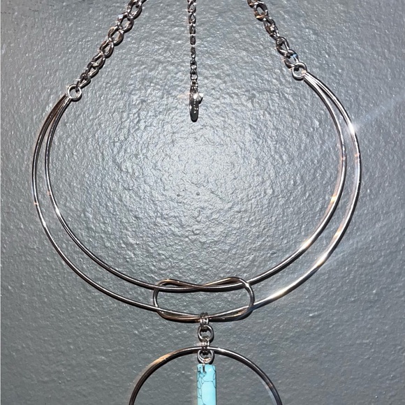 Silver Necklace with Turquoise Pendant - fashion jewelry. - Picture 2 of 6
